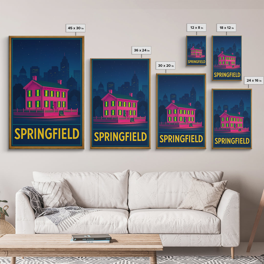 Springfield Missouri Travel Poster, Framed Canvas Print, Neon Skyline Wall Art, Springfield Travel Art, Wanderlust Decor, Travel Wall Art