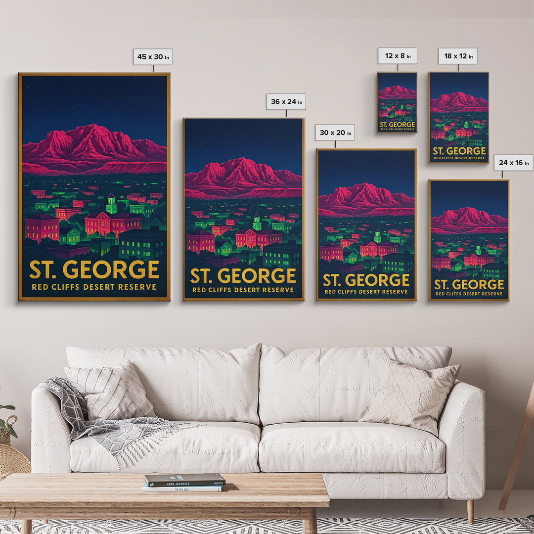 St George Utah Travel Poster, Canvas Print, Cyberpunk Style City Art, St George Art Print, Travel Art Print, Art Print, City Travel Prints