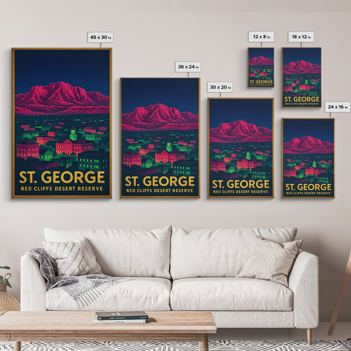 St George Utah Travel Poster, Canvas Print, Cyberpunk Style City Art, St George Art Print, Travel Art Print, Art Print, City Travel Prints