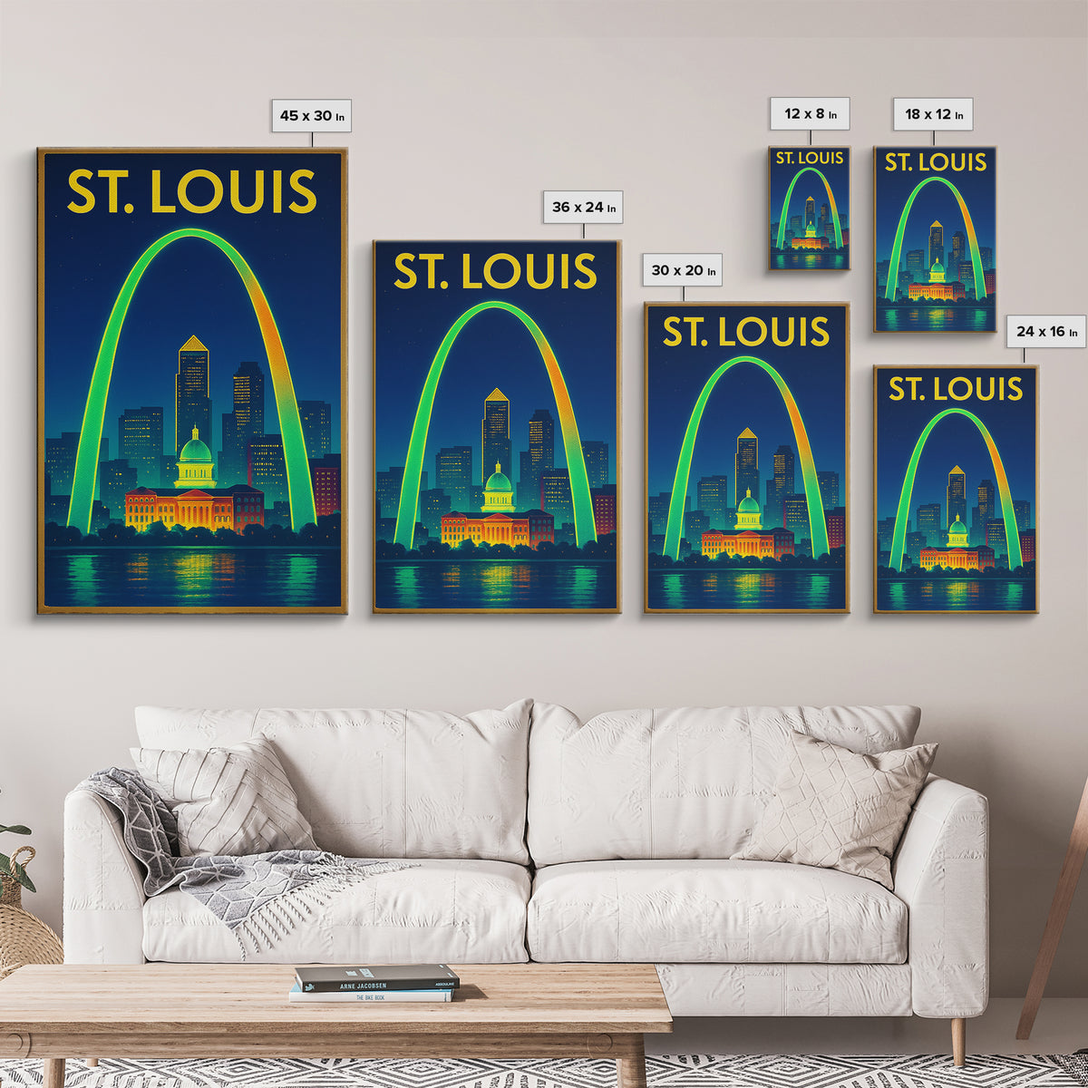 St Louis Travel Poster, Canvas Print, Electric Night Poster Art, St Louis City Art, Retro Travel Print, Travel Wall Art, Fine Art Print
