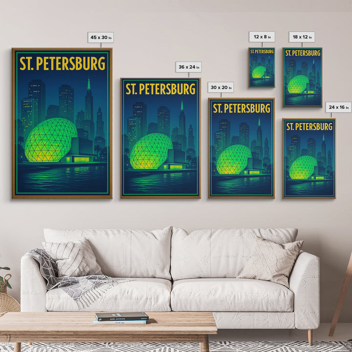 St Petersburg Travel Poster, Framed Canvas Print, Cyberpunk Style City Art, St Petersburg Wall Art, Fine Art Print, City Travel Prints