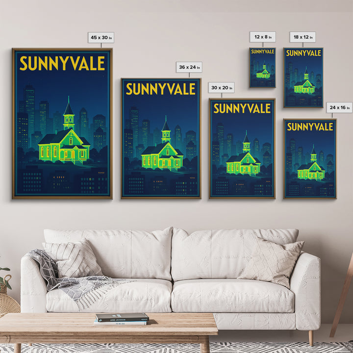 Sunnyvale Travel Poster, Canvas Print, Cyberpunk Style City Art, Sunnyvale Travel Art, Gift For Travelers, Home Office Decor, Wall Art