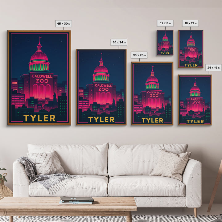 Tyler Texas Travel Poster, Canvas Print, Cyberpunk Style City Art, Tyler Art Print, Modern Wall Decor, Gift For Travelers, Travel Wall Art