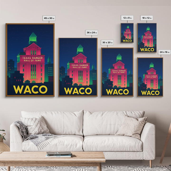 Waco Texas Travel Poster, Canvas Print, Cyberpunk Style City Art, Waco Travel Art, Travel Wall Art, City Art Print, Home Office Decor