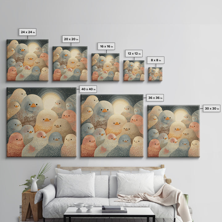 Ducklings Following a Mother Duck Canvas Print, Nursery Art, Playroom Wall Decor, Nursery Decor, Nursery, Modern Decor, NUR-1x1-14