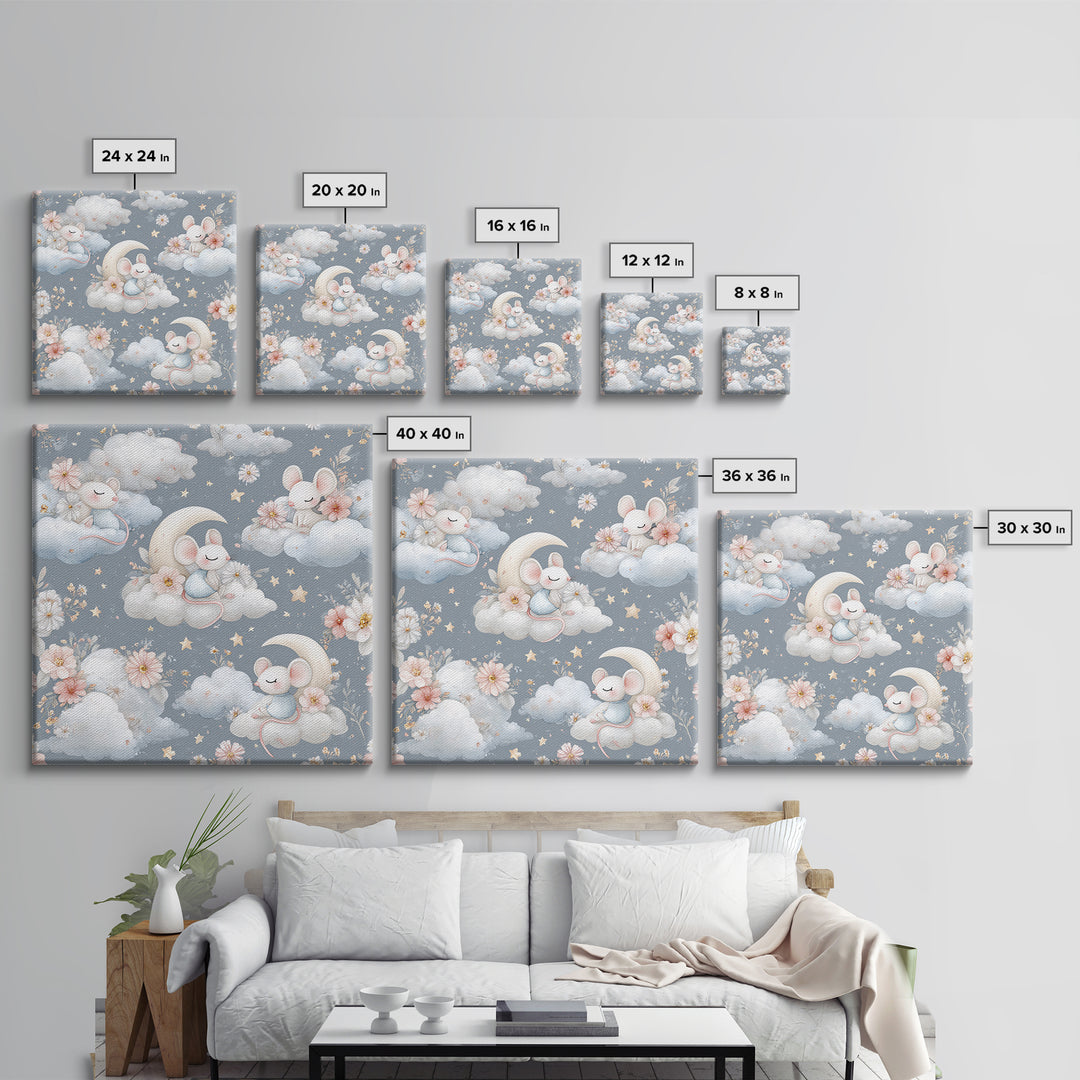 Ballet Mouse in Storybook Style Canvas Print, Nursery Art, Wall Hangings, Nursery Decor, Nursery, Digital Download Art, NUR-1x1-20