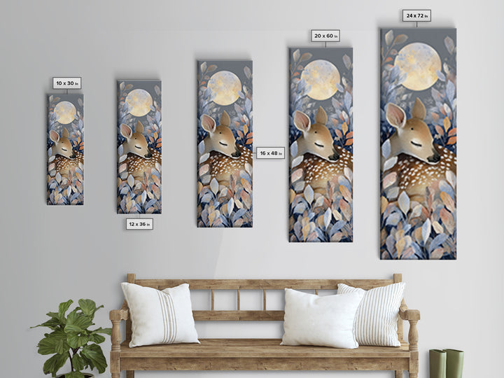 Deer Fawn Sleeping Canvas Print, Nursery Art, Nursery Prints, Nursery Decor, Nursery, Kids Wall Decor, Kids Room Wall Art, NUR-1x3-11
