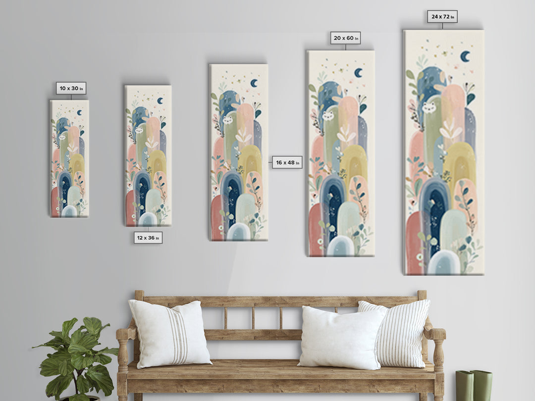 Rainbow Arch with Muted Nursery Colors Framed Canvas Print, Nursery Art, Art Print, Nursery Decor, Fine Art, Nursery, NUR-1x3-19