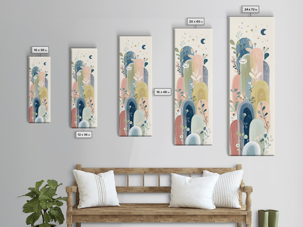 Rainbow Arch with Muted Nursery Colors Framed Canvas Print, Nursery Art, Art Print, Nursery Decor, Fine Art, Nursery, NUR-1x3-19