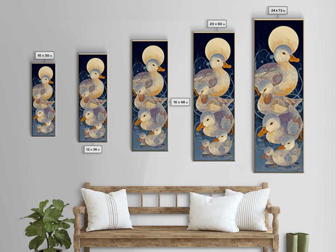 Ducklings Following a Mother Duck Canvas Print, Nursery Art, Playroom Wall Art, Nursery Decor, Nursery, Statement Artwork, NUR-1x3-2