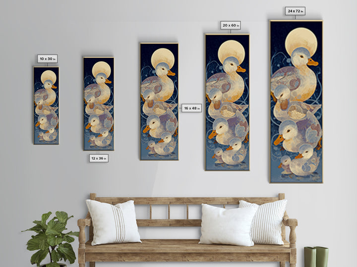 Ducklings Following a Mother Duck Canvas Print, Nursery Art, Playroom Wall Art, Nursery Decor, Nursery, Statement Artwork, NUR-1x3-2