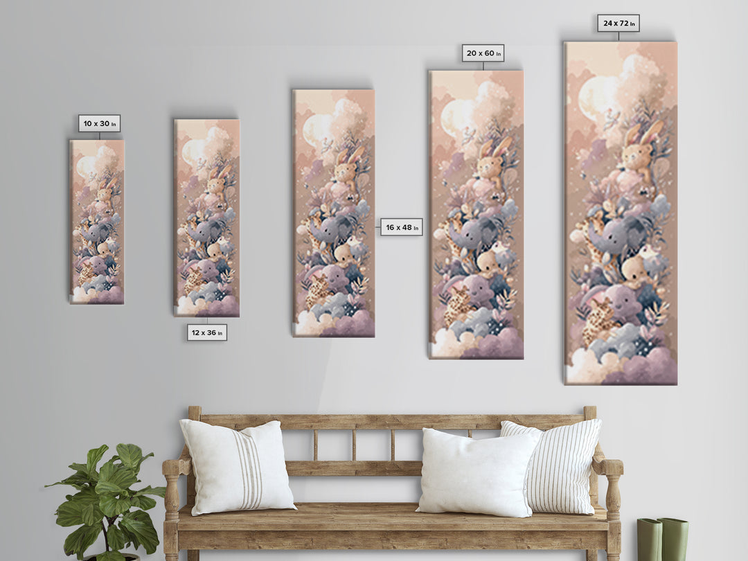 Animal Alphabet Scene Without Readable Letters Canvas Print, Nursery Art, Digital Art, Nursery Decor, Fine Art, Nursery, NUR-1x3-23