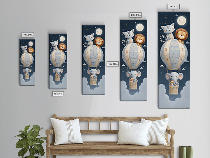 Floating Hot Air Balloon Framed Canvas Print, Nursery Art, Luxury Decor, Nursery Decor, Fine Art, Nursery, Nursery Wall Art, NUR-1x3-24