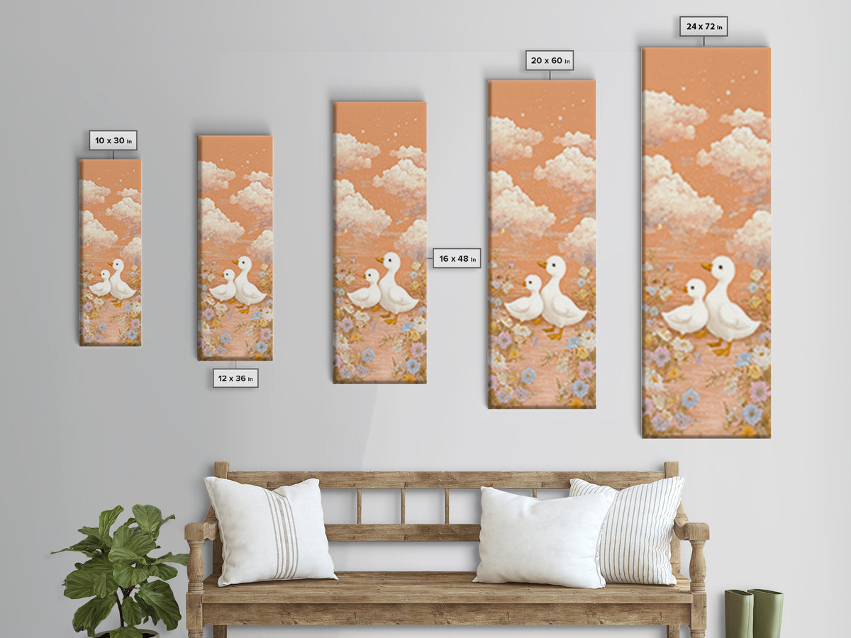 Ducklings Following a Mother Duck Canvas Print, Nursery Art, Playroom Wall Art, Nursery Decor, Nursery, Statement Artwork, NUR-1x3-26