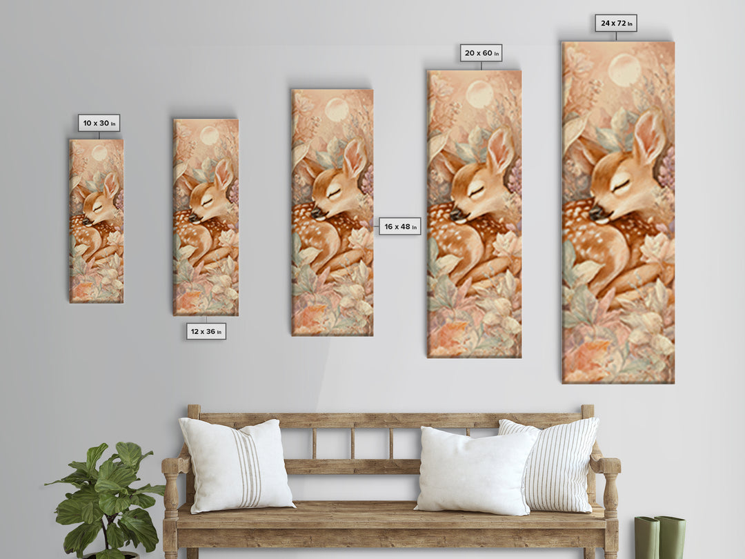 Deer Fawn Sleeping Canvas Print, Nursery Art, Wall Art, Nursery Decor, Fine Art, Nursery, Nursery Prints, Playroom Decor, NUR-1x3-35