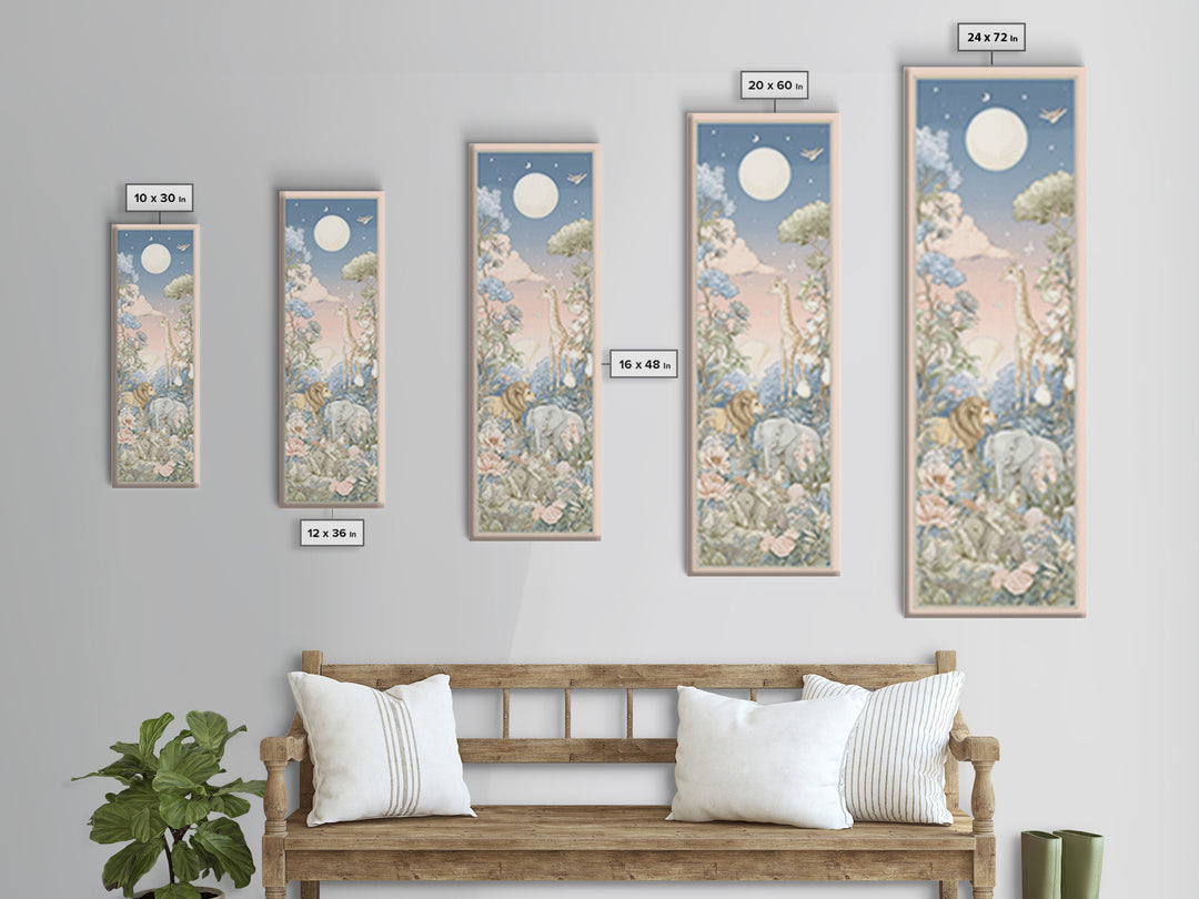 Animal Alphabet Scene Without Readable Letters Framed Canvas Print, Nursery Art, Nursery, Nursery Decor, Fine Art, Nursery, NUR-1x3-47