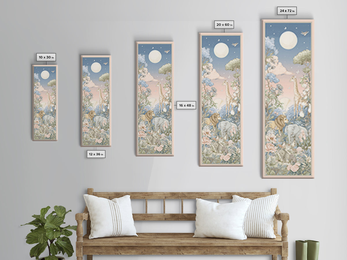 Animal Alphabet Scene Without Readable Letters Framed Canvas Print, Nursery Art, Nursery, Nursery Decor, Fine Art, Nursery, NUR-1x3-47