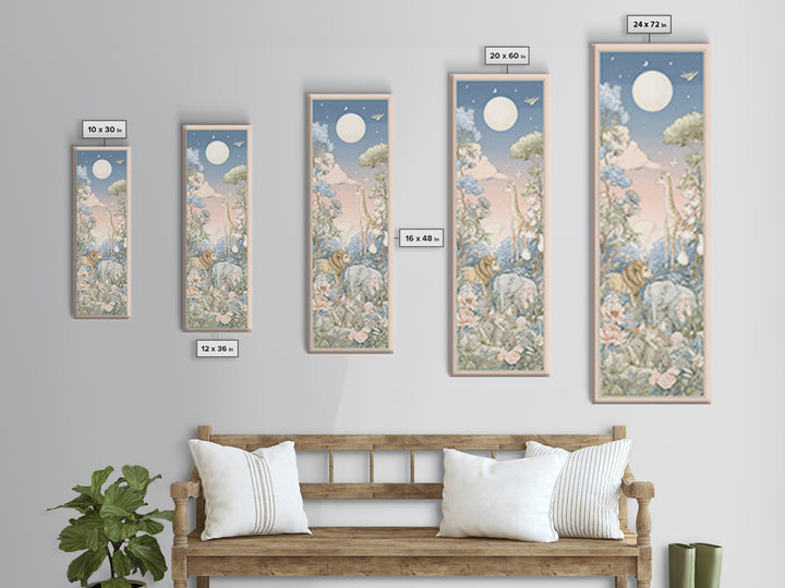 Animal Alphabet Scene Without Readable Letters Framed Canvas Print, Nursery Art, Nursery, Nursery Decor, Fine Art, Nursery, NUR-1x3-47