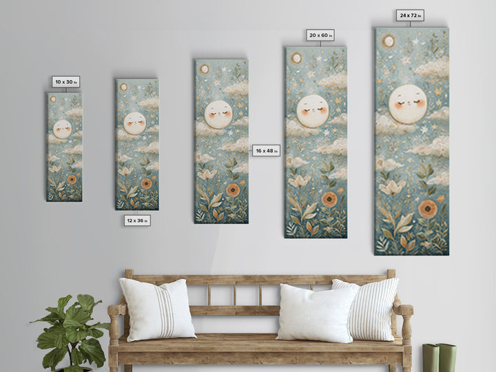 Moon and Stars Canvas Print, Nursery Art, Kids Wall Art, Nursery Decor, Oil Painting, Nursery, Home Decor, Gallery Decor, NUR-1x3-63