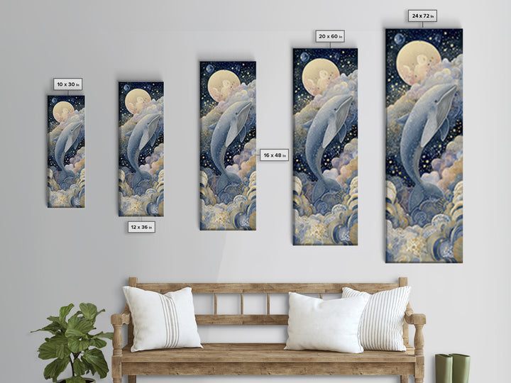 Whale and Tiny Stars Canvas Print, Nursery Art, Nursery Wall Decor, Nursery Decor, Fine Art, Nursery, Playroom Wall Art, NUR-1x3-68