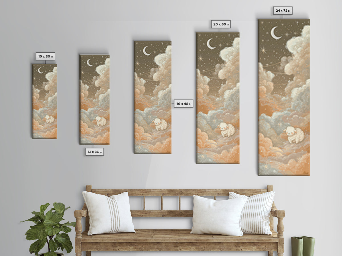 Little Lamb under a Starry Sky Canvas Print, Nursery Art, Contemporary Art, Nursery Decor, Fine Art, Nursery, Nursery Prints, NUR-1x3-7