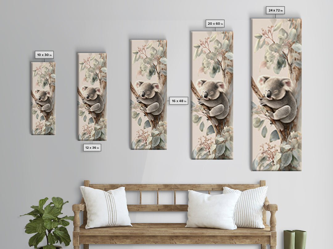 Sleeping Koala on Eucalyptus Branch Canvas Print, Nursery Art, Wall Hangings, Nursery Decor, Oil Painting, Nursery, NUR-1x3-73