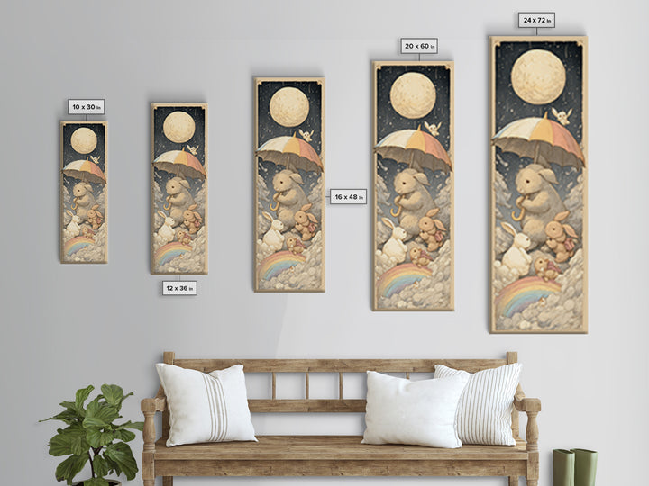 Bear and Rabbit Sharing Umbrella Canvas Print, Nursery Art, Luxury Decor, Nursery Decor, Fine Art, Nursery, Nursery Wall Art, NUR-1x3-77