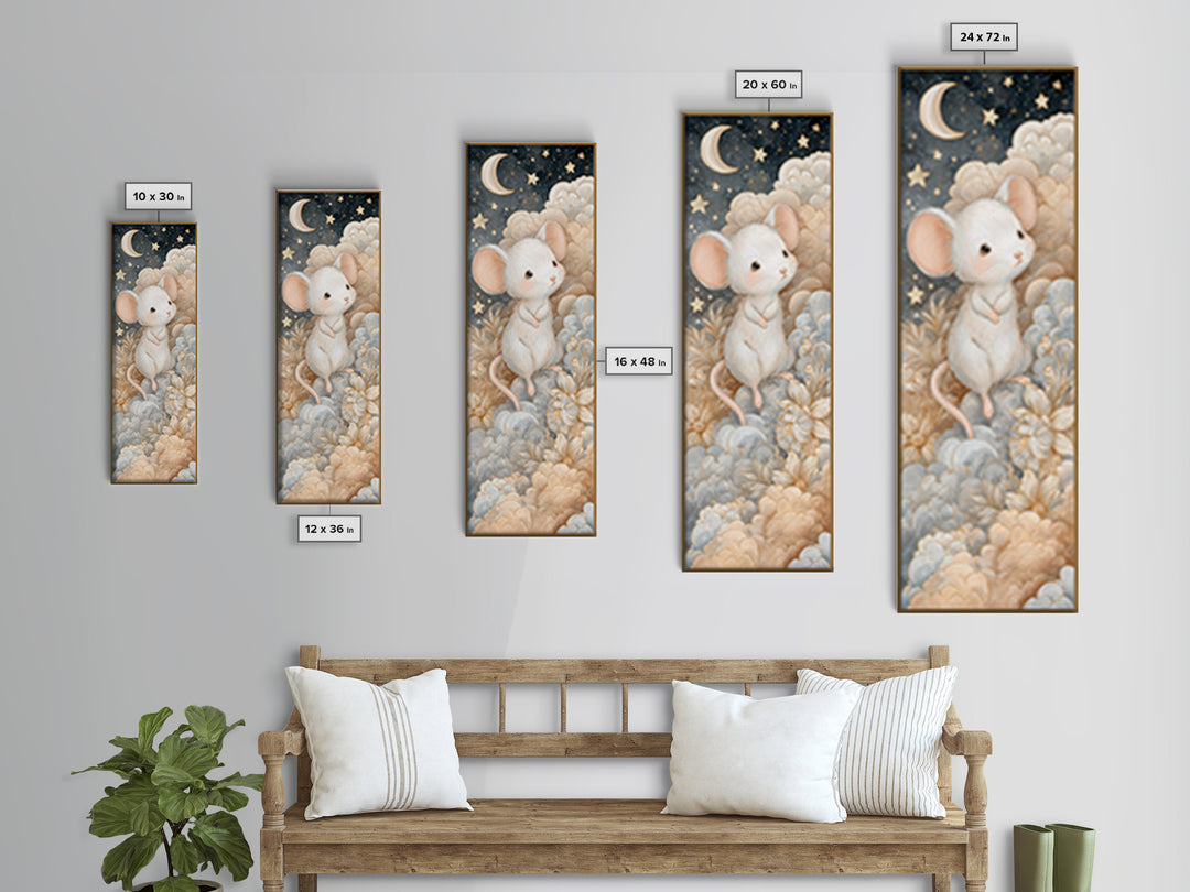 Ballet Mouse in Storybook Style Framed Canvas Print, Nursery Art, Fine Art Print, Nursery Decor, Fine Art, Nursery, Digital Art, NUR-1x3-8