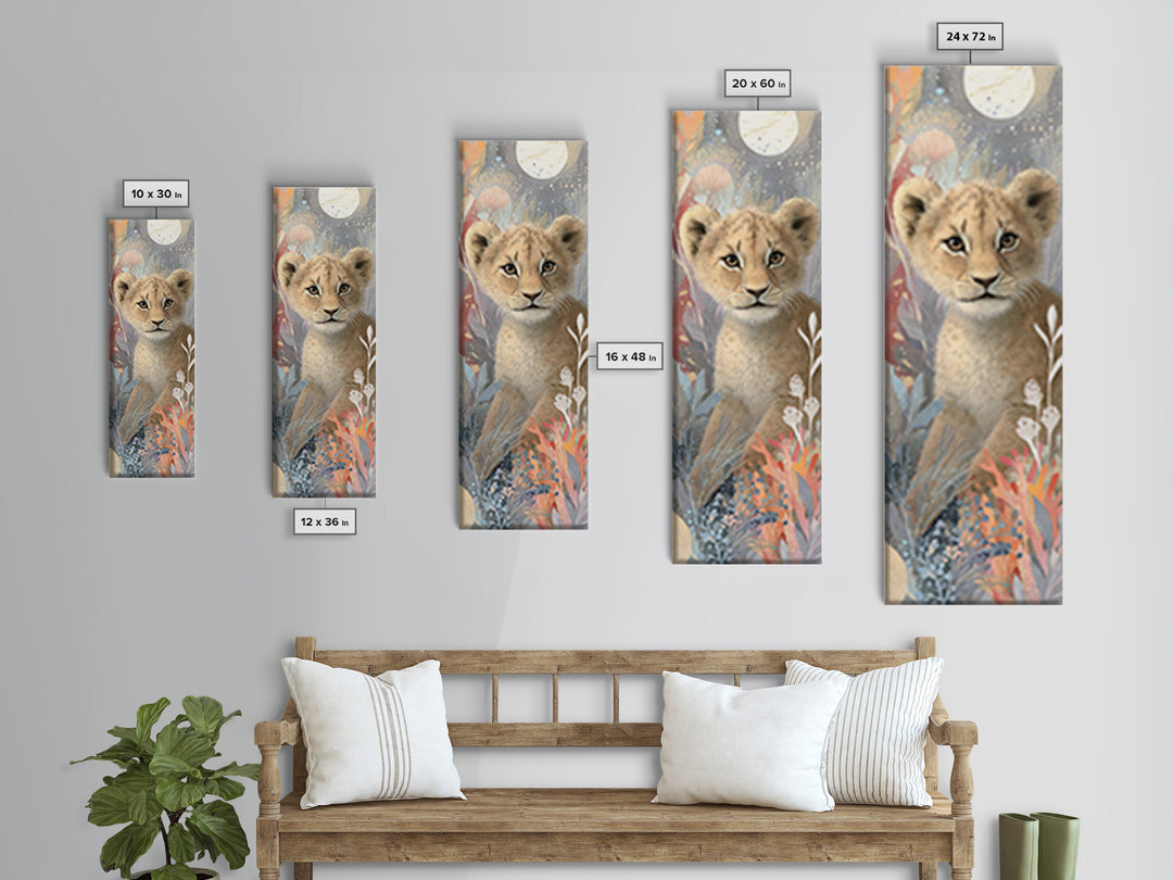 Lion Cub with Soft Golden Mane Canvas Print, Nursery Art, Minimalist Decor, Nursery Decor, Nursery, Nursery Wall Decor, NUR-1x3-93