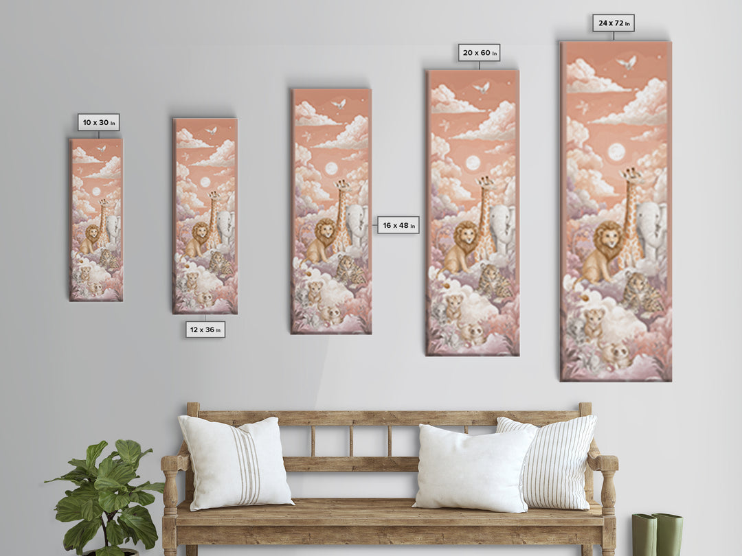 Animal Alphabet Scene Without Readable Letters Canvas Print, Nursery Art, Kids Room Wall Art, Nursery Decor, Fine Art, Nursery, NUR-1x3-95