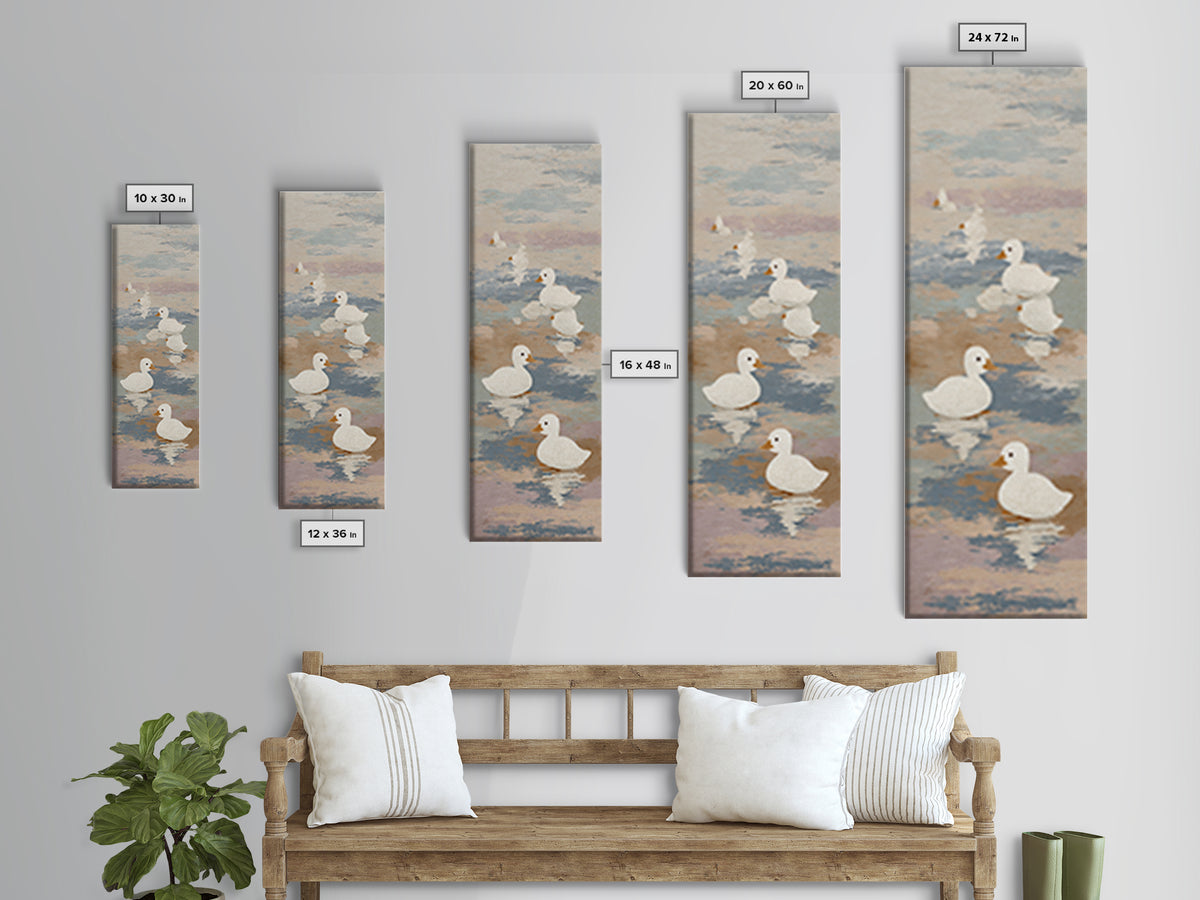 Ducklings Following a Mother Duck Canvas Print, Nursery Art, Fine Art Print, Nursery Decor, Fine Art, Nursery, Digital Art, NUR-1x3-98