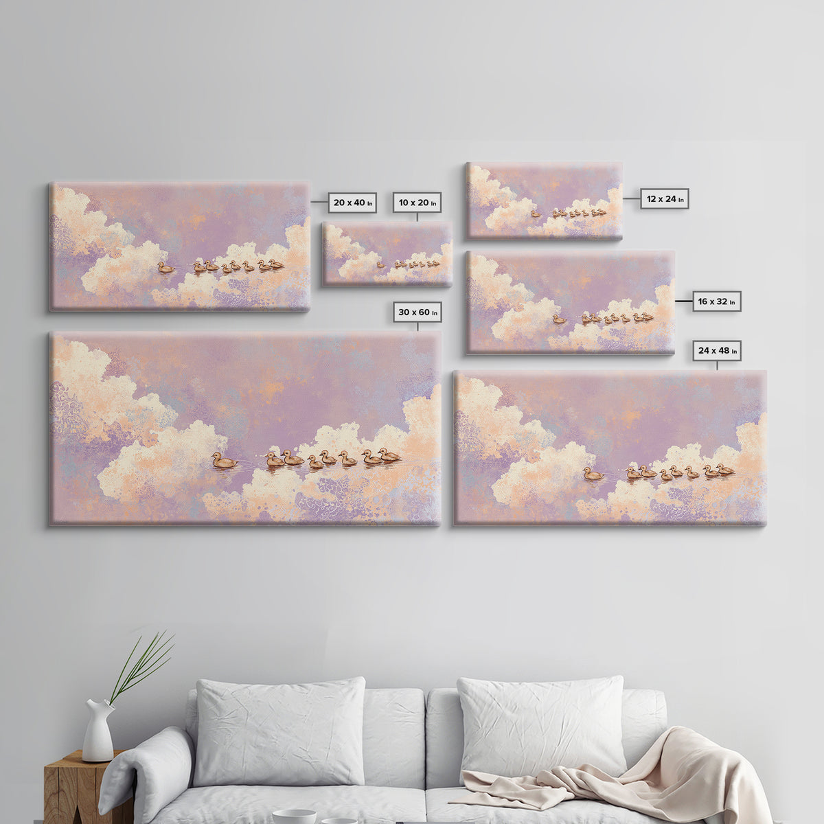 Ducklings Following a Mother Duck Framed Canvas Print, Nursery Art, Luxury Decor, Nursery Decor, Nursery, Nursery Wall Art, NUR-2x1-10