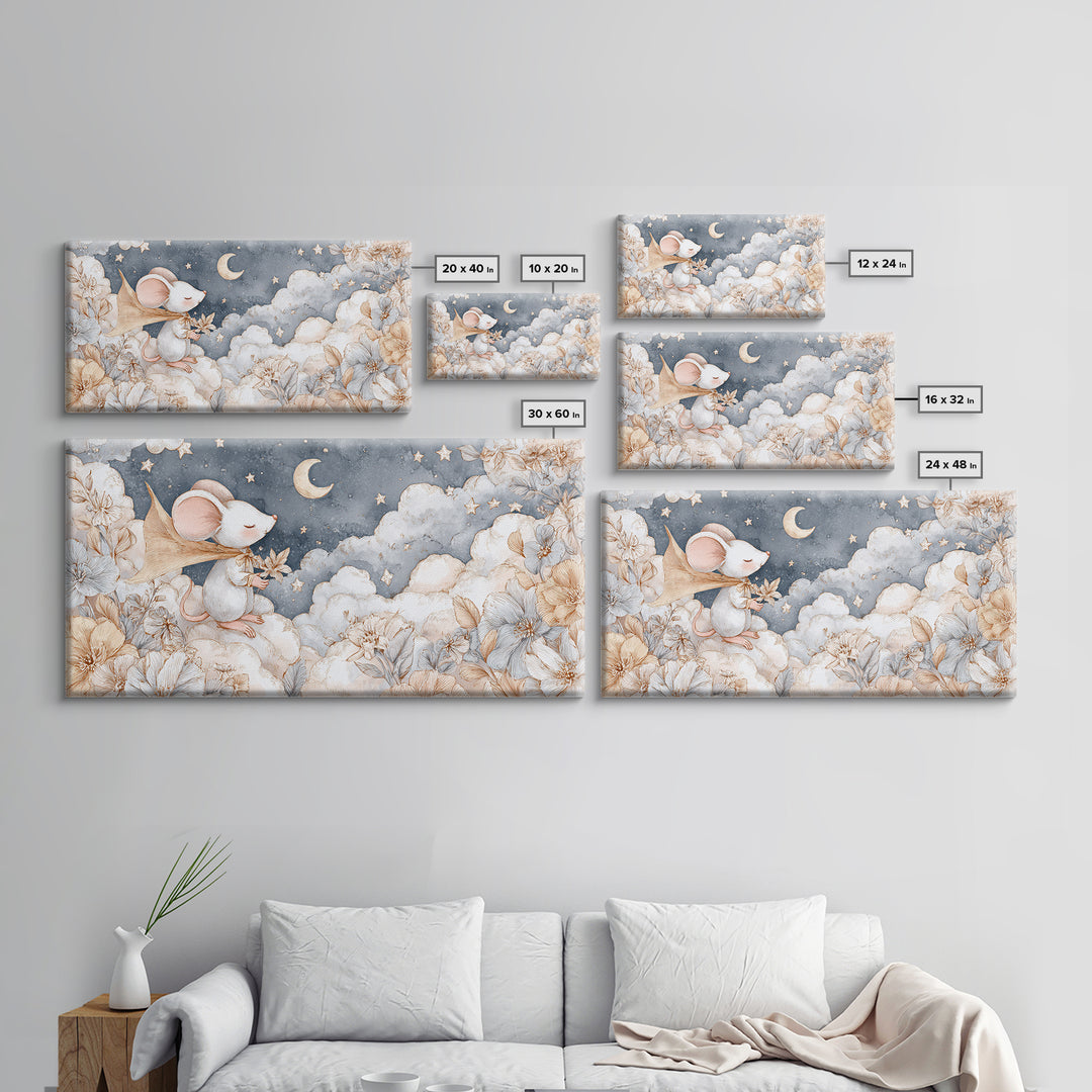 Ballet Mouse in Storybook Style Canvas Print, Nursery Art, Nursery Wall Art, Nursery Decor, Fine Art, Nursery, Woodland Nursery, NUR-2x1-64
