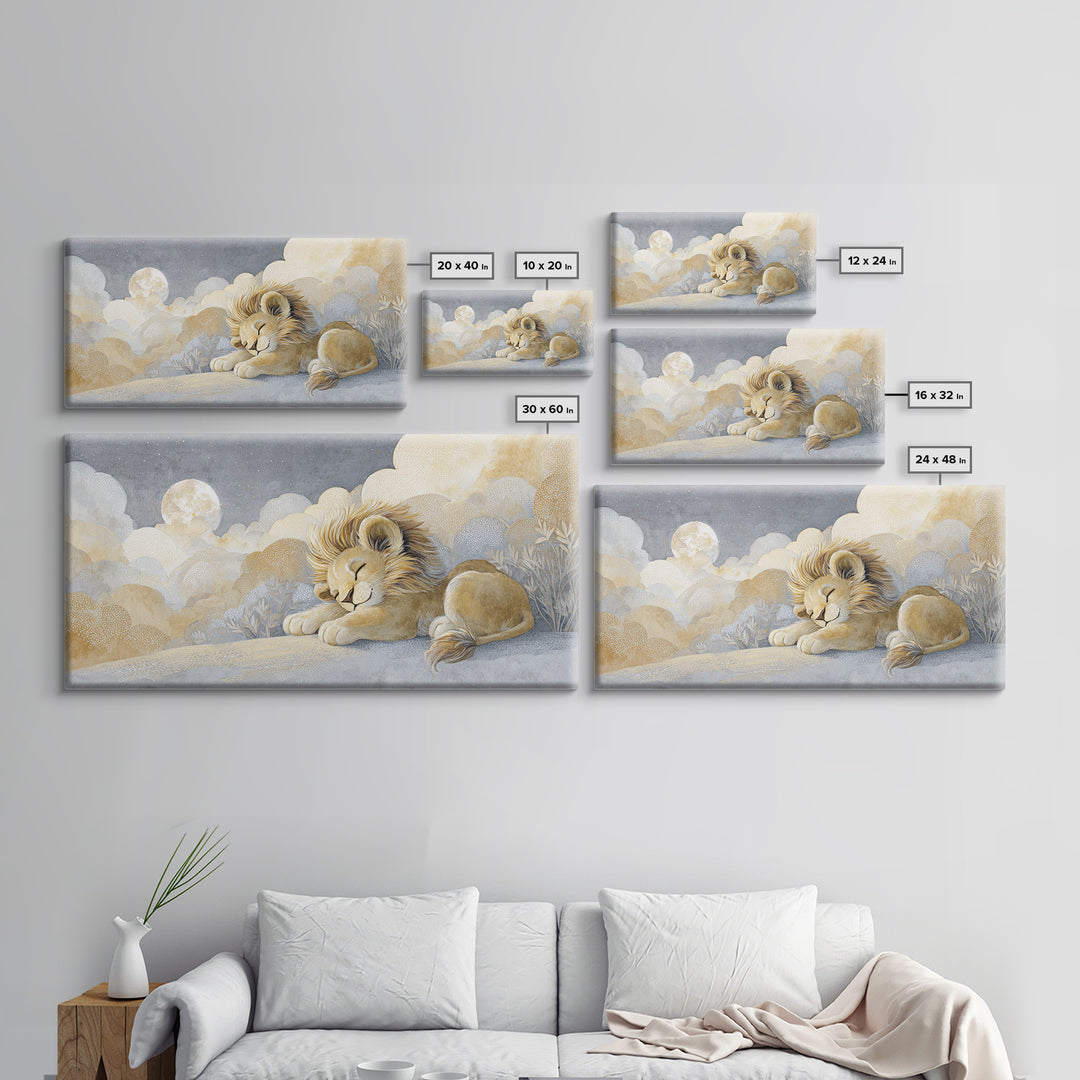 Lion Cub with Soft Golden Mane Canvas Print, Nursery Art, Printable Art, Nursery Decor, Oil Painting, Nursery, Watercolor Print, NUR-2x1-77