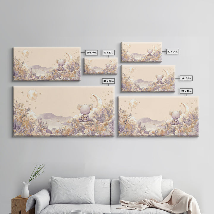 Animal Alphabet Scene Without Readable Letters Framed Canvas Print, Nursery Art, Kids Wall Decor, Nursery Decor, Nursery, NUR-2x1-79