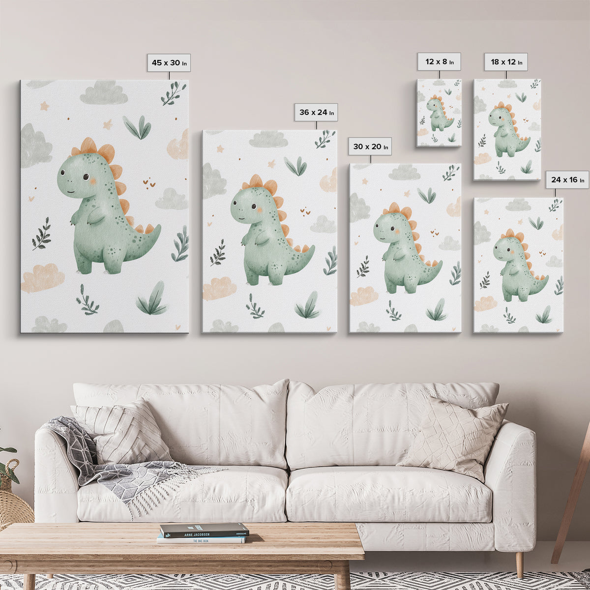 Tiny Dinosaur with Friendly Expression Canvas Print, Nursery Art, Luxury Decor, Nursery Decor, Nursery, Nursery Wall Art, NUR-2x3-23