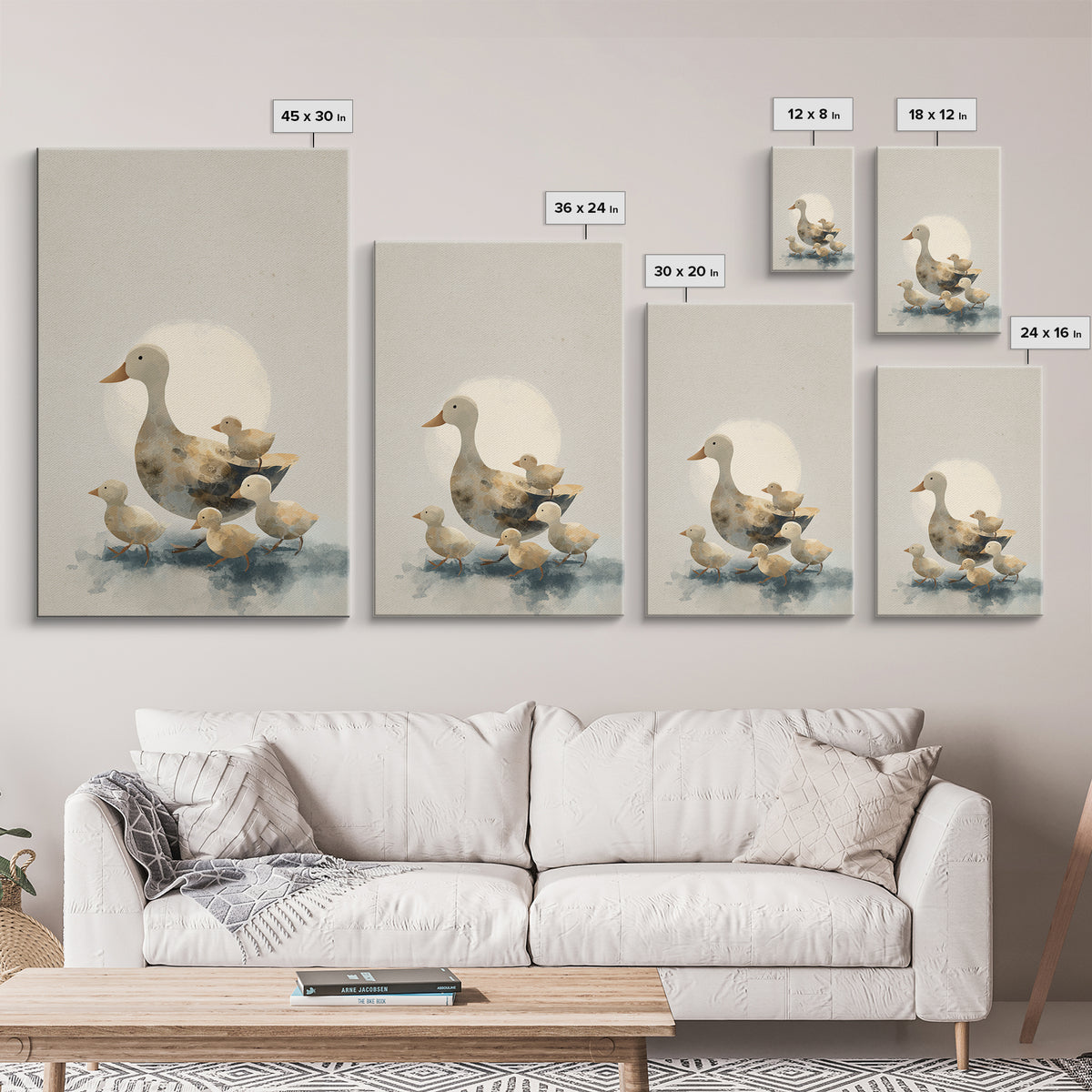 Ducklings Following a Mother Duck Framed Canvas Print, Nursery Art, Textured Painting, Nursery Decor, Fine Art, Nursery, NUR-2x3-46