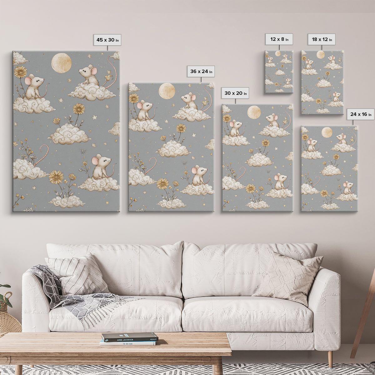 Ballet Mouse in Storybook Style Framed Canvas Print, Nursery Art, Boho Decor, Nursery Decor, Fine Art, Nursery, Wall Hangings, NUR-2x3-52