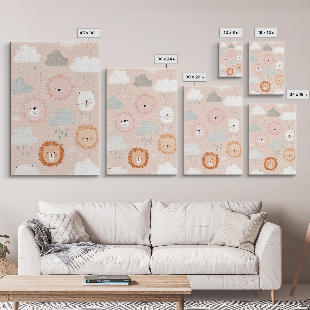 Clouds and Raindrops Canvas Print, Nursery Art, Minimalist Decor, Nursery Decor, Fine Art, Nursery, Nursery Wall Decor, NUR-2x3-54