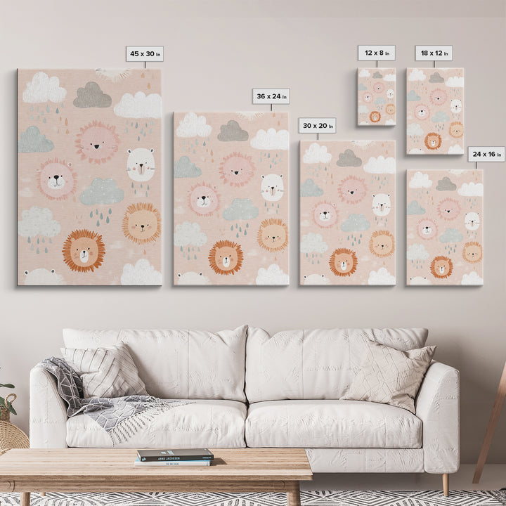 Clouds and Raindrops Canvas Print, Nursery Art, Minimalist Decor, Nursery Decor, Fine Art, Nursery, Nursery Wall Decor, NUR-2x3-54