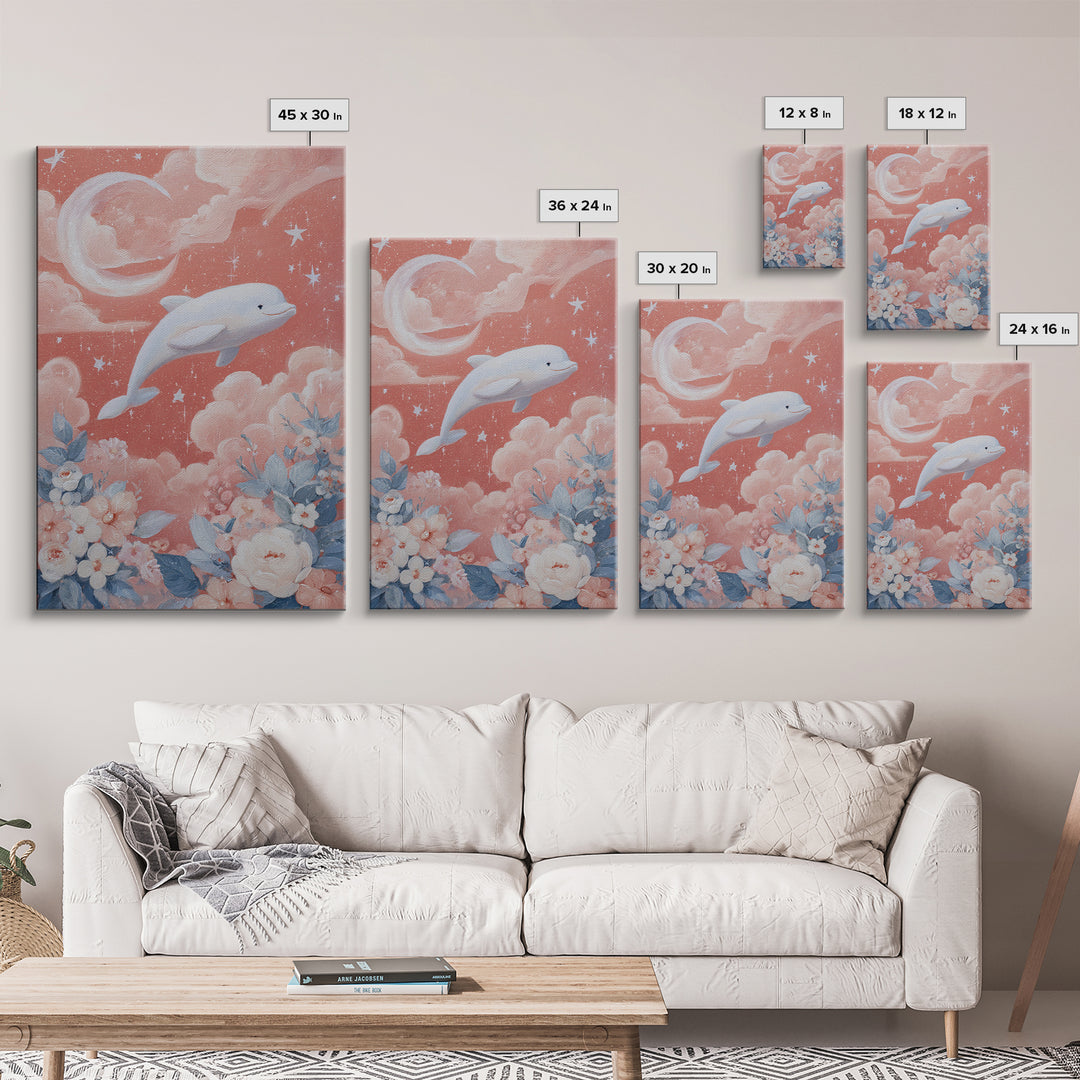 Friendly Ocean Creatures Framed Canvas Print, Nursery Art, Gallery Decor, Nursery Decor, Fine Art, Nursery, Wall Art, NUR-2x3-56
