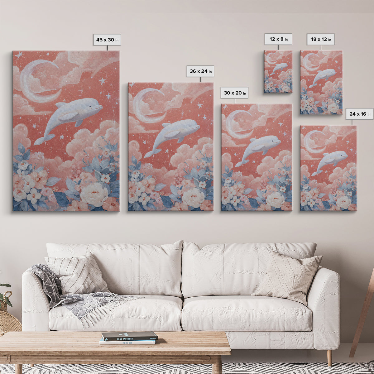 Friendly Ocean Creatures Framed Canvas Print, Nursery Art, Gallery Decor, Nursery Decor, Fine Art, Nursery, Wall Art, NUR-2x3-56