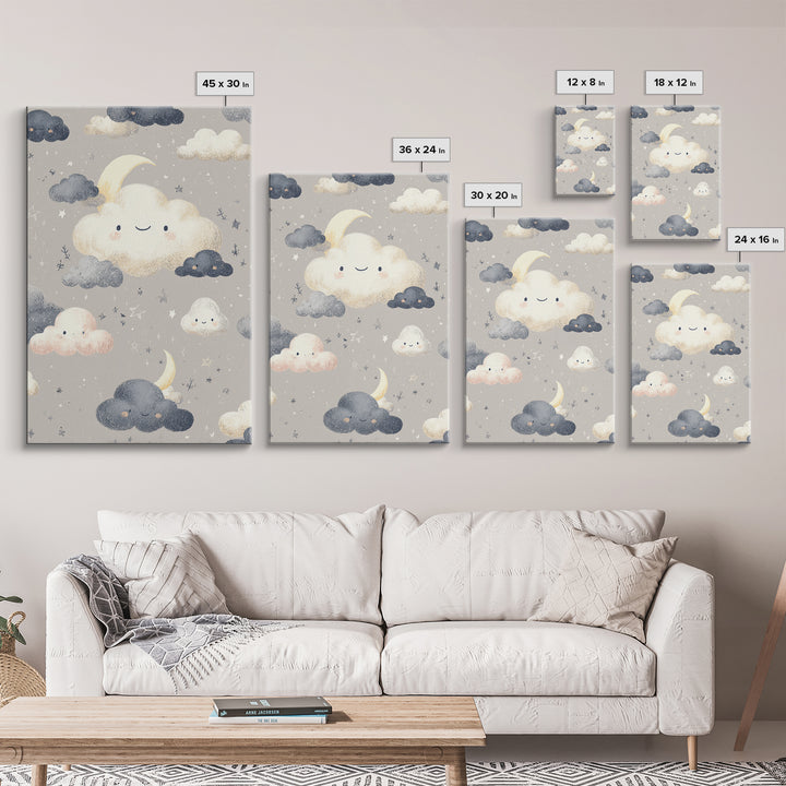 Moon and Stars Framed Canvas Print, Nursery Art, Digital Art, Nursery Decor, Oil Painting, Nursery, Girl Nursery Decor, NUR-2x3-59