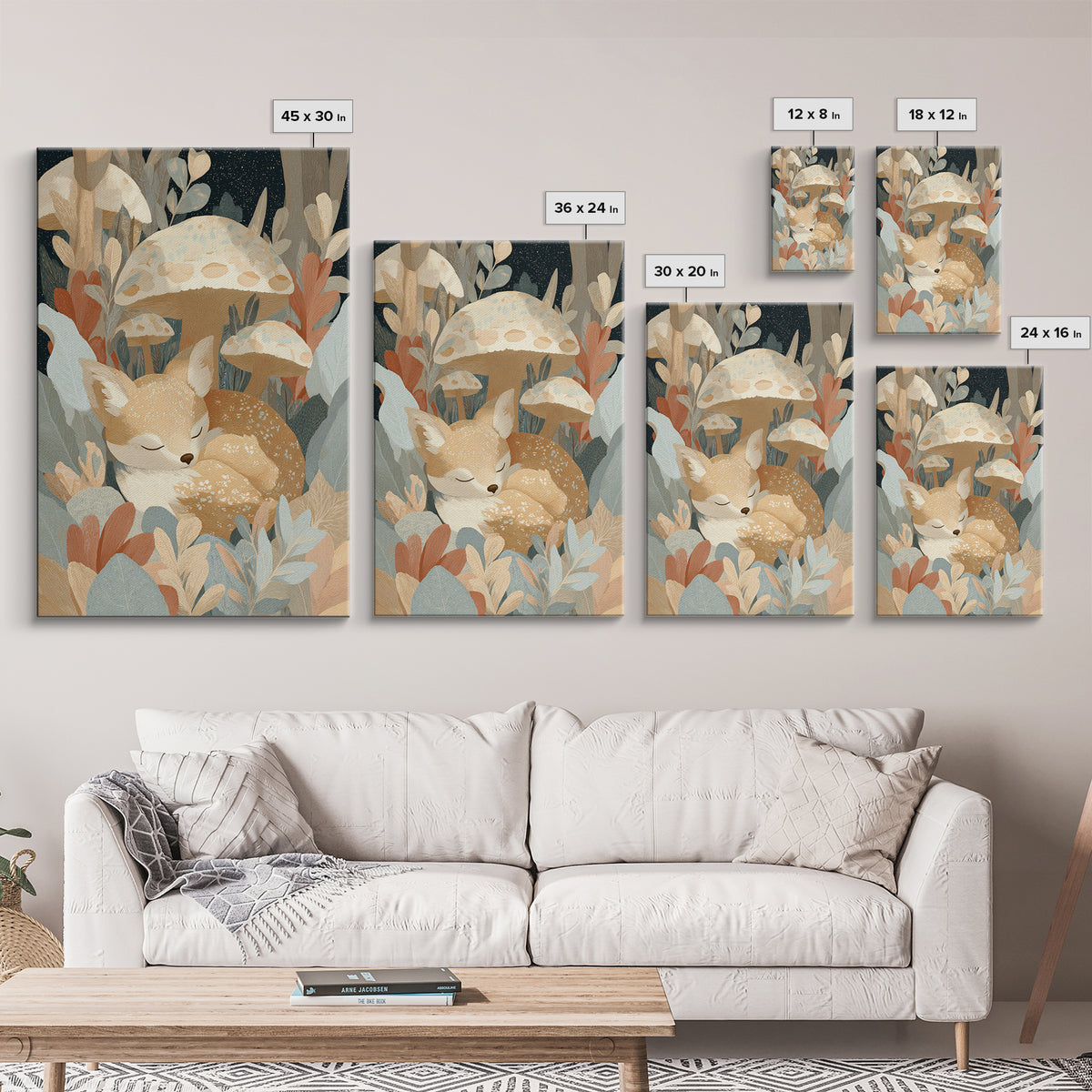 Woodland Fox Tucked Framed Canvas Print, Nursery Art, Wall Art, Nursery Decor, Nursery, Nursery Prints, Playroom Decor, NUR-2x3-60