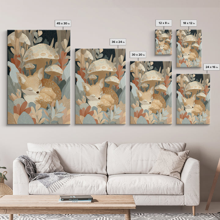 Woodland Fox Tucked Framed Canvas Print, Nursery Art, Wall Art, Nursery Decor, Nursery, Nursery Prints, Playroom Decor, NUR-2x3-60