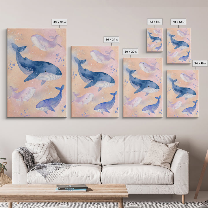 Whale and Tiny Stars Framed Canvas Print, Nursery Art, Room Decor, Nursery Decor, Nursery, Printable Art, Wall Art Print, NUR-2x3-64