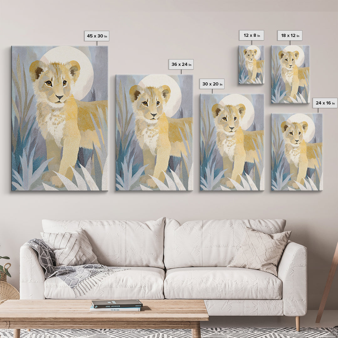 Lion Cub with Soft Golden Mane Canvas Print, Nursery Art, Wall Art Print, Nursery Decor, Fine Art, Nursery, Baby Girl Nursery, NUR-2x3-65