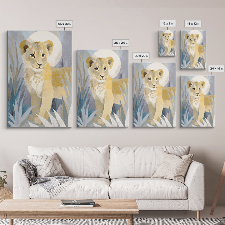 Lion Cub with Soft Golden Mane Canvas Print, Nursery Art, Wall Art Print, Nursery Decor, Fine Art, Nursery, Baby Girl Nursery, NUR-2x3-65