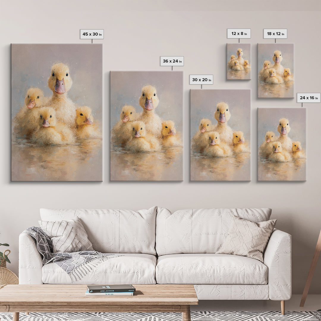 Ducklings Following a Mother Duck Canvas Print, Nursery Art, Art Print, Nursery Decor, Fine Art, Nursery 470, Wall Art Set of, NUR-2x3-70