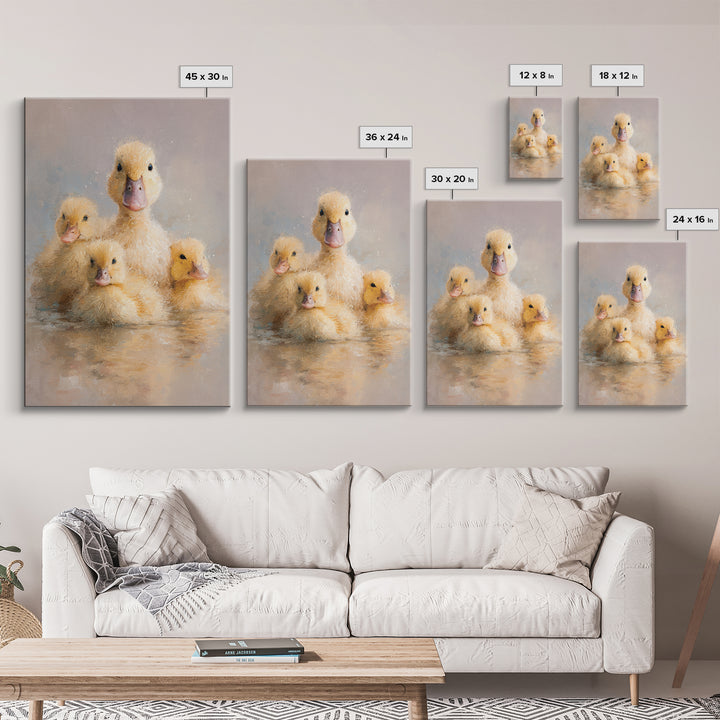 Ducklings Following a Mother Duck Canvas Print, Nursery Art, Art Print, Nursery Decor, Fine Art, Nursery 470, Wall Art Set of, NUR-2x3-70